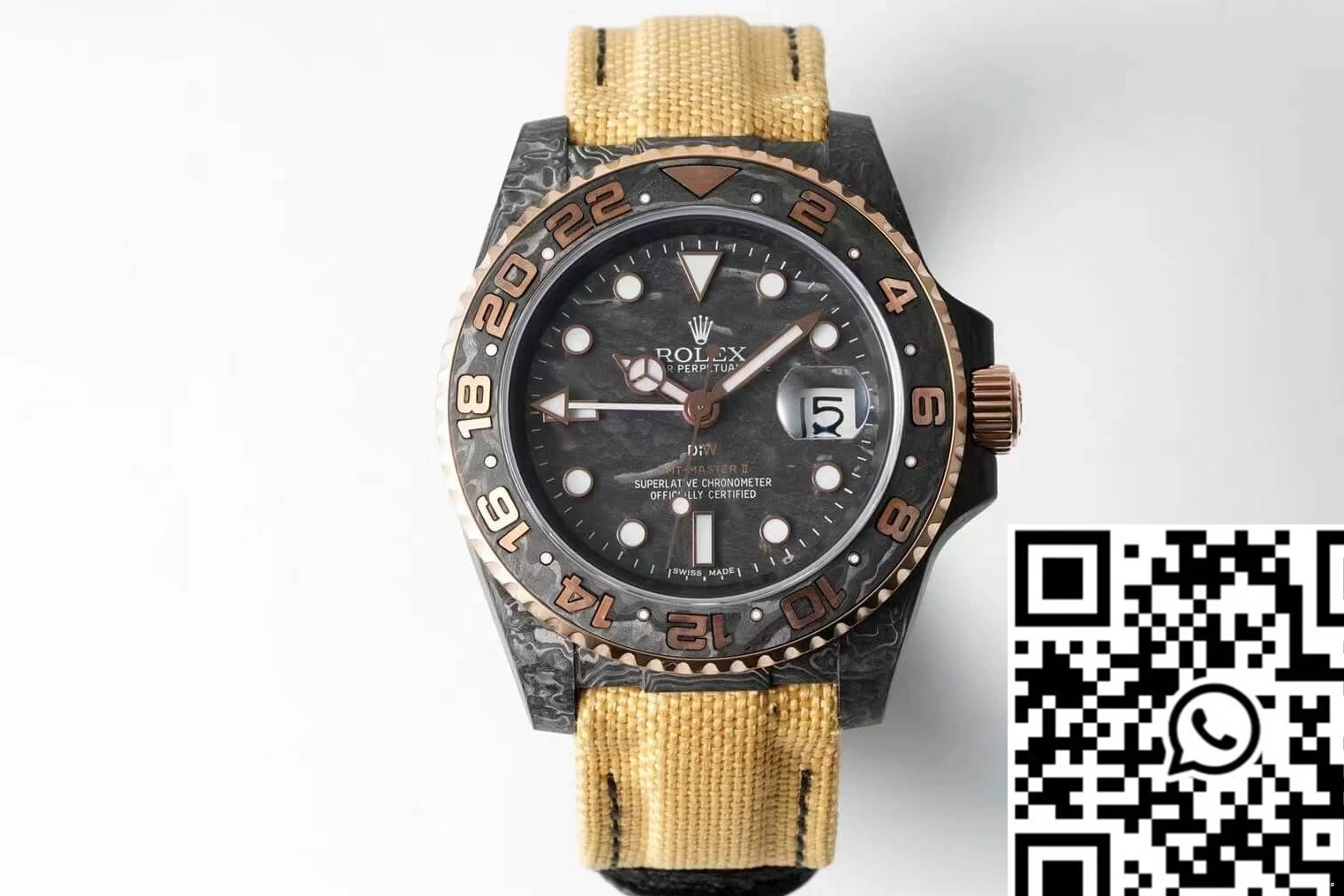 Yellow GMT-MASTER II Diw Carbon Rolex Strap Fiber Fabric 0112